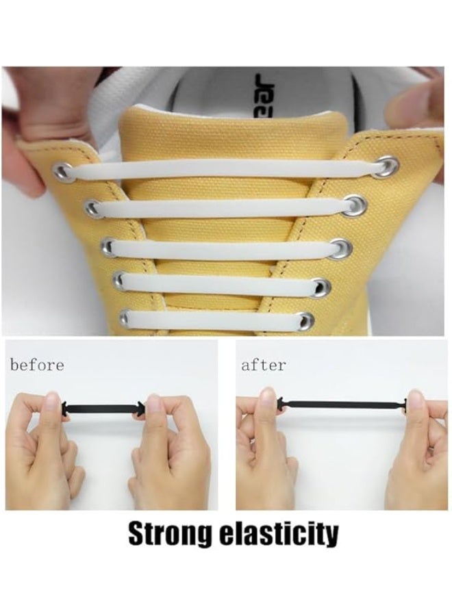 My souq Smart Elastic Silicone No-Tie Shoelaces - 16 Pcs Waterproof & Durable Lazy Laces - White - Image 5